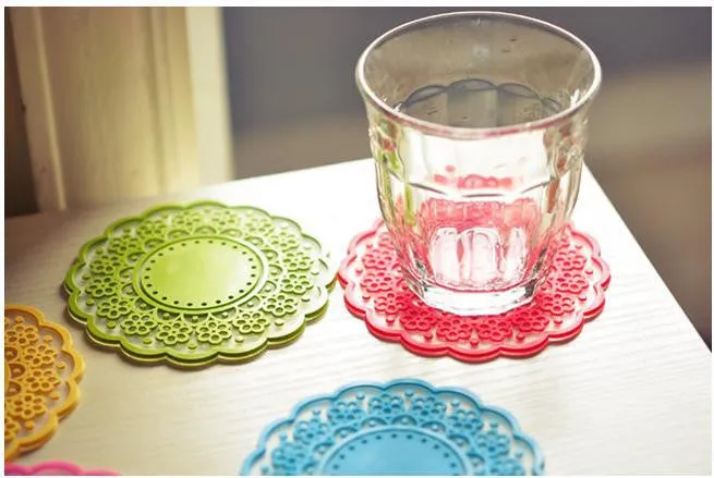 High quality Translucent openwork lace coasters Nice Insulation coasters cute Cup mat 10pcs/lot