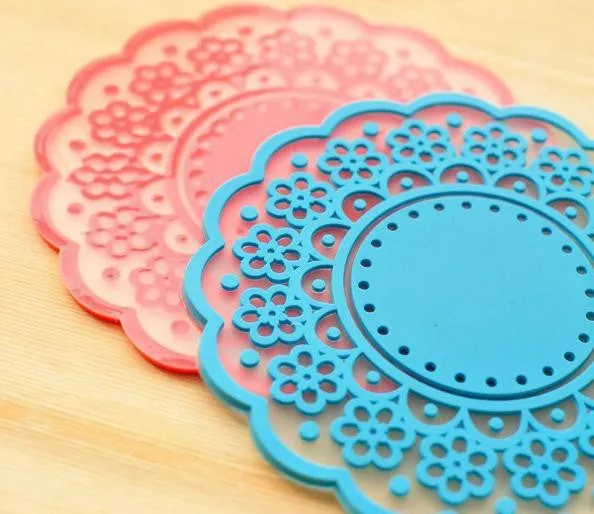 High quality Translucent openwork lace coasters Nice Insulation coasters cute Cup mat 10pcs/lot
