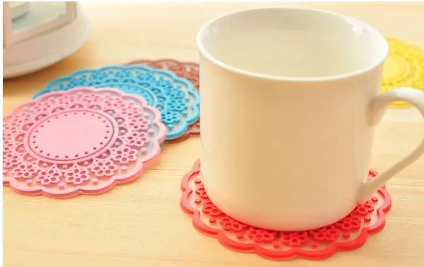 High quality Translucent openwork lace coasters Nice Insulation coasters cute Cup mat 10pcs/lot