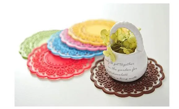 High quality Translucent openwork lace coasters Nice Insulation coasters cute Cup mat 10pcs/lot