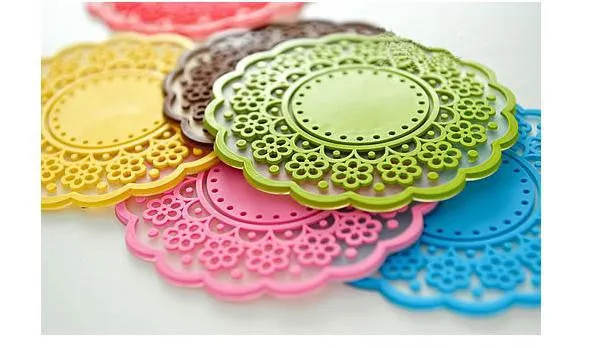 High quality Translucent openwork lace coasters Nice Insulation coasters cute Cup mat 10pcs/lot