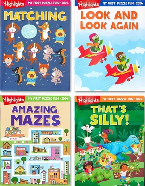Highlights My First Puzzle Fun 2024 Puzzle Books for Kids Ages 3-6, 4-Book Set of Matching, Mazes, Spot-The-Differences, and More Travel-Friendly Screen Free Brain-Boosting Activities
