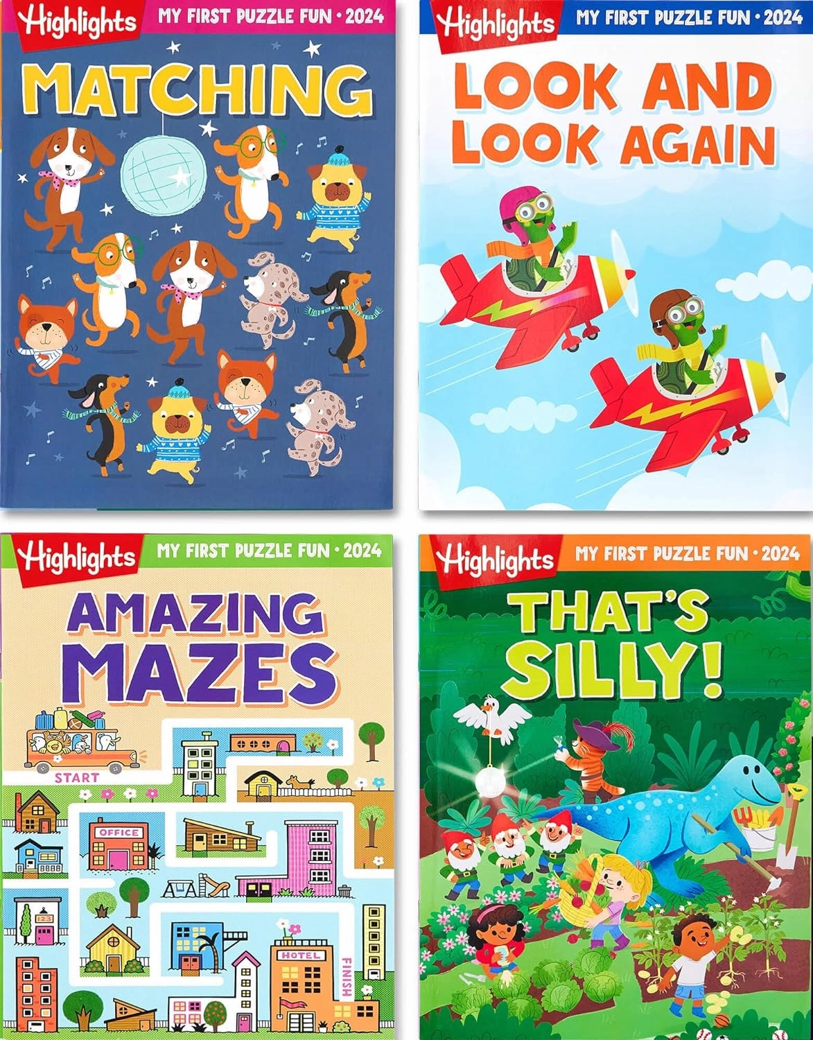 Highlights My First Puzzle Fun 2024 Puzzle Books for Kids Ages 3-6, 4-Book Set of Matching, Mazes, Spot-The-Differences, and More Travel-Friendly Screen Free Brain-Boosting Activities