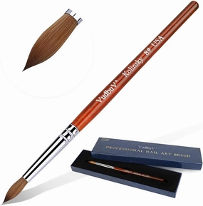 HOFASON 100% Pure Kolinsky Acrylic Nail Brush, Upscale Professional Kolinsky Sable Hair Acrylic Brush with Nature Red Wood Handle (Size 8)