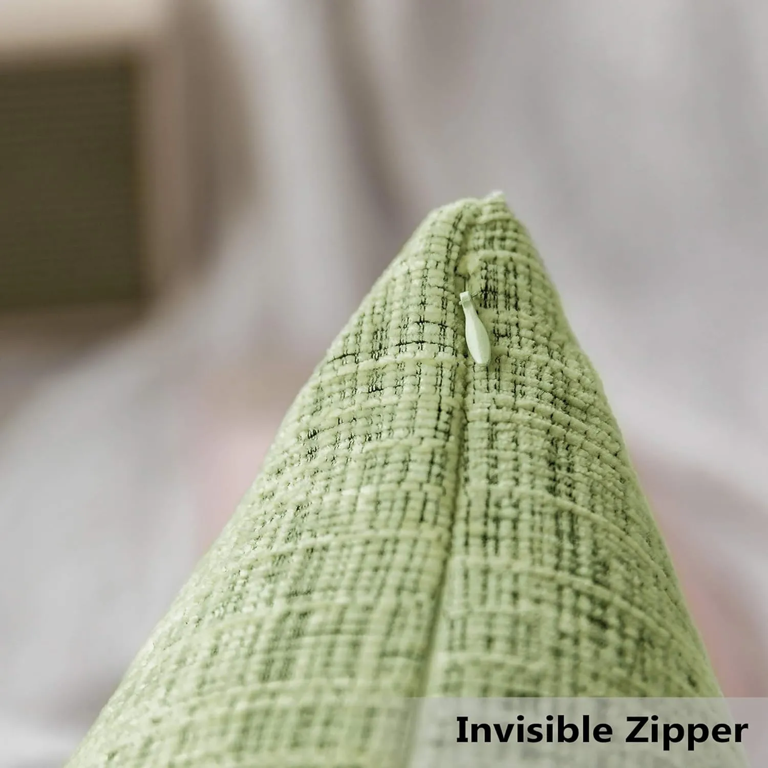 Home Brilliant Green Spring Pillows Covers Textured Chenille Plush Velvet Decorative Throw Pillowcases for Couch Bench Decor, 20x20 inches, Apple Green, 2 Pieces