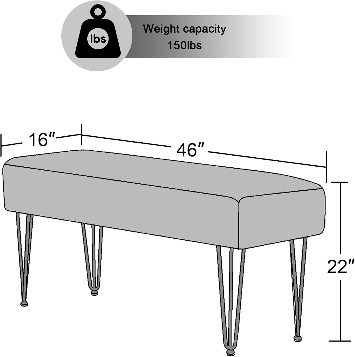 Home Soft Things Super Mink Faux Fur Pink Ottoman Bench, 46" x 16" x 22", Black Plum, Living Room Foot Rest Stool Entryway Makeup Bench End of Bed Bedroom Home Decor Chair for Sitting
