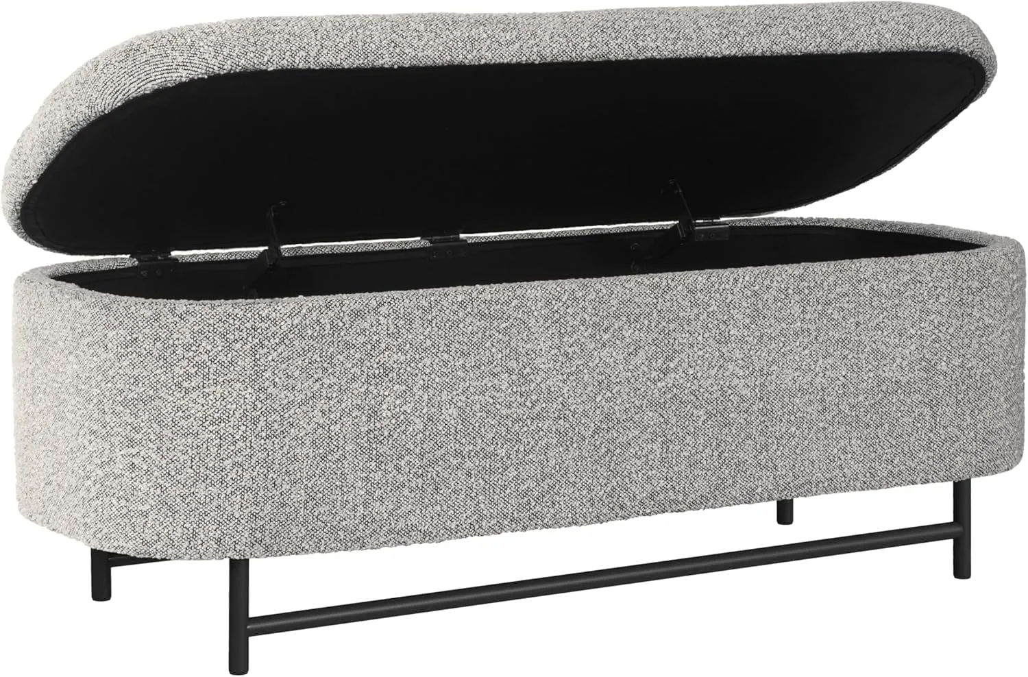 HomePop Ellipse Modern Storage Bench with Metal Legs Home Décor|Bench with Storage for Living Room & Bedroom - Gray