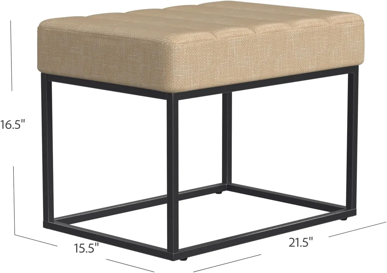 HomePop Theodore Channel Tufted Small Ottoman -Light Tan Textured Solid