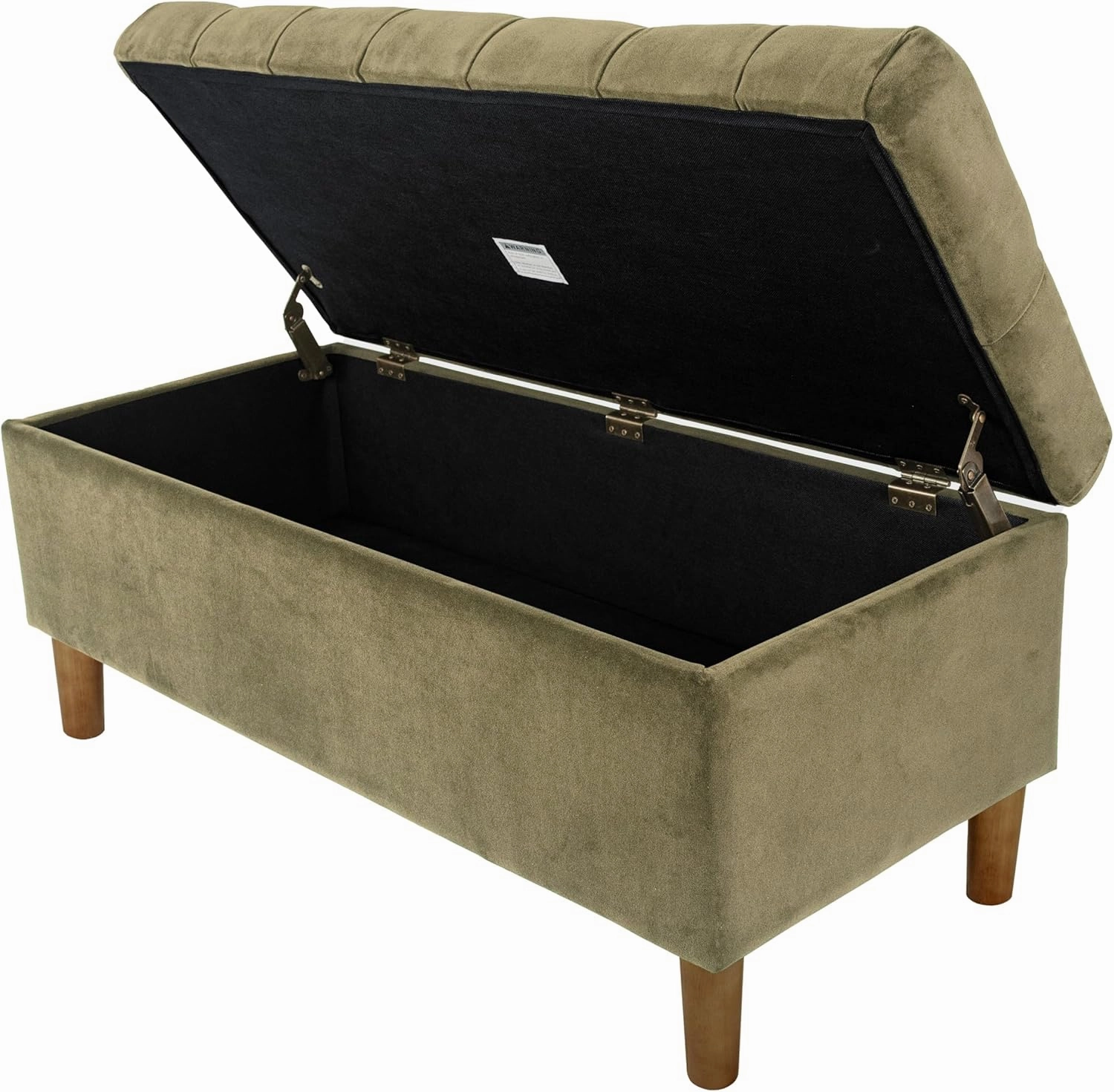 HomePop Home Decor | Tufted Ainsley Button Storage Ottoman Bench with Hinged Lid | Ottoman Bench with Storage for Living Room & Bedroom,Light Sage Green Velvet