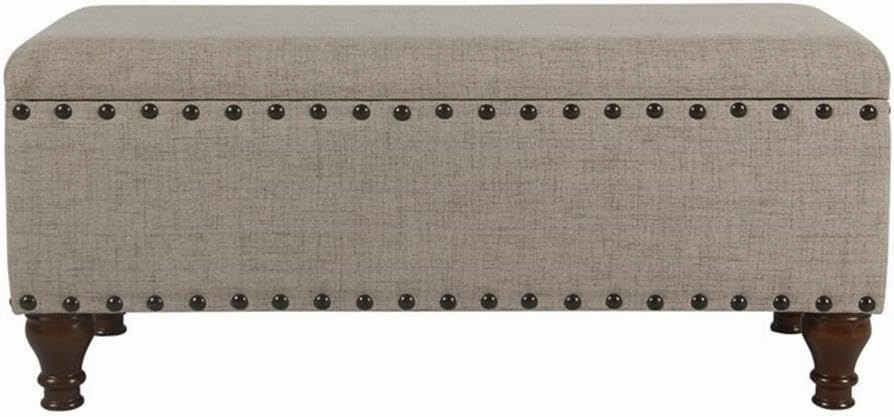 HomePop Large Storage Bench with Nailhead Trim - Tan
