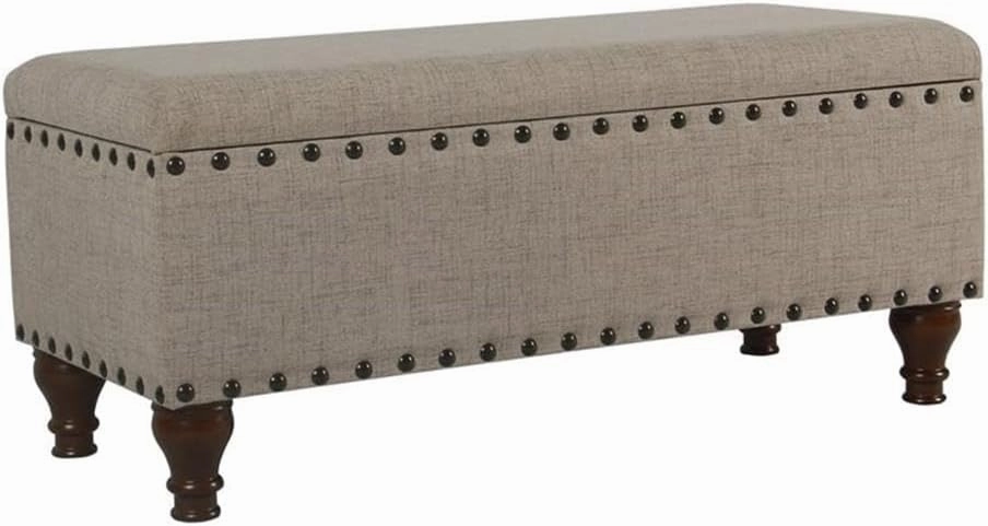HomePop Large Storage Bench with Nailhead Trim - Tan