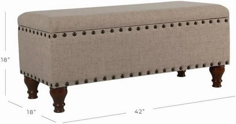 HomePop Large Storage Bench with Nailhead Trim - Tan