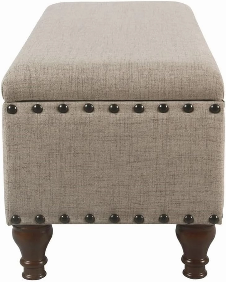 HomePop Large Storage Bench with Nailhead Trim - Tan