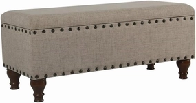 HomePop Large Storage Bench with Nailhead Trim - Tan