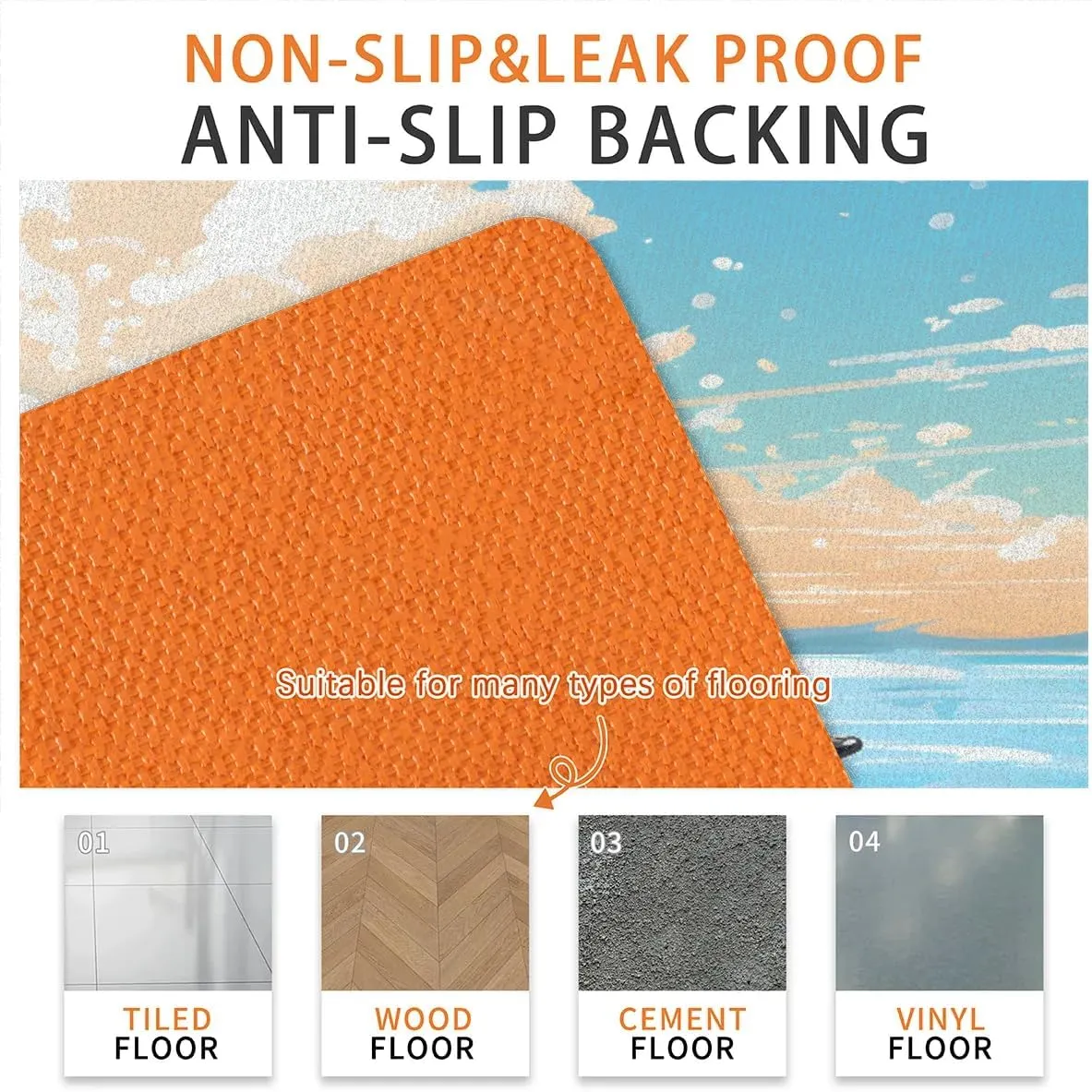 Honeybaby Beach Jumping Dolphin Non Slip Bath Mat Quick Dry Bath Mats for Bathroom Non Slip Absorbent Bath Mat Washable Under Sink Mat for Bathroom Shower Fit Under Door