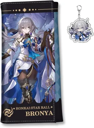 Honkai Star Rail Wallet for Men Women Honkai Purse Kawaii Anime Bifold Wallet Card Holder, Free Keychain (Bronya-2)