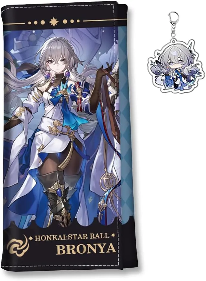 Honkai Star Rail Wallet for Men Women Honkai Purse Kawaii Anime Bifold Wallet Card Holder, Free Keychain (Bronya-2)