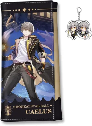 Honkai Star Rail Wallet for Men Women Honkai Purse Kawaii Anime Bifold Wallet Card Holder, Free Keychain (Caelus-2)