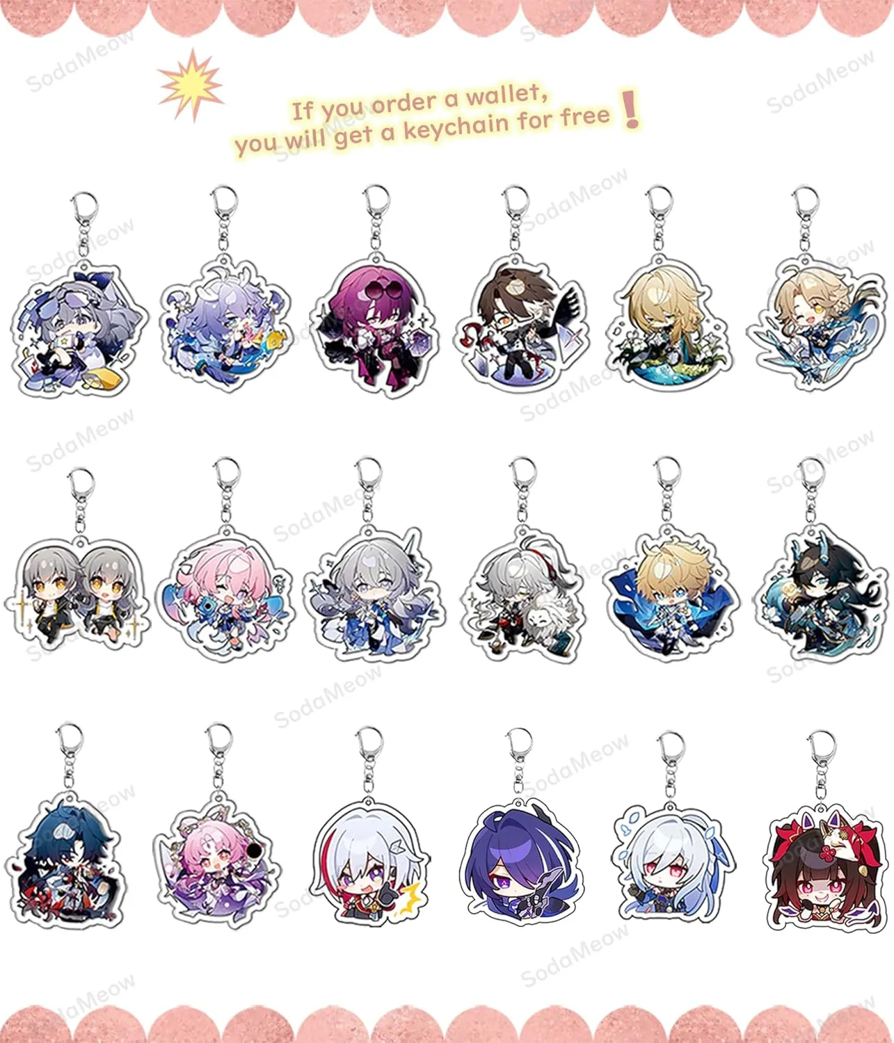 Honkai Star Rail Wallet for Men Women Honkai Purse Kawaii Anime Bifold Wallet Card Holder, Free Keychain (Caelus-2)
