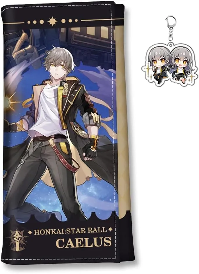 Honkai Star Rail Wallet for Men Women Honkai Purse Kawaii Anime Bifold Wallet Card Holder, Free Keychain (Caelus-2)