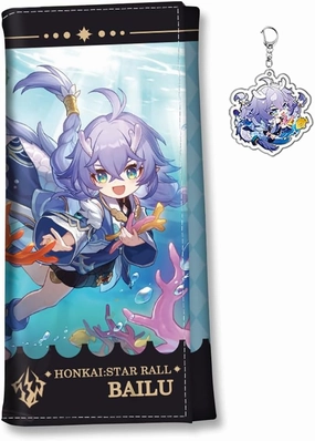 Honkai Star Rail Wallet for Men Women Honkai Purse Kawaii Anime Bifold Wallet Card Holder, Free Keychain (Bailu-2)