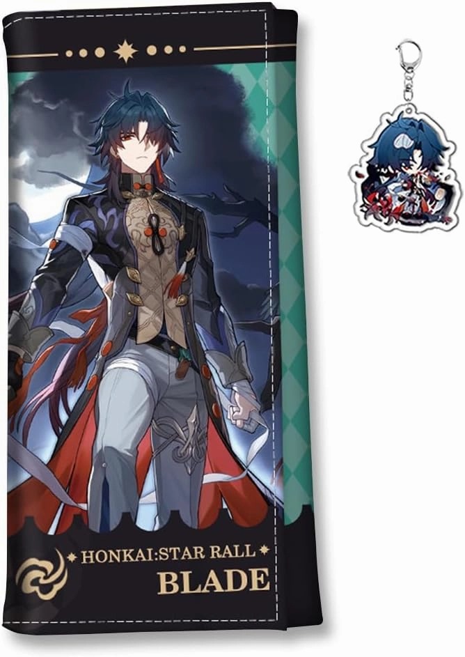 Honkai Star Rail Wallet for Men Women Honkai Purse Kawaii Anime Bifold Wallet Card Holder, Free Keychain (Blade-2)