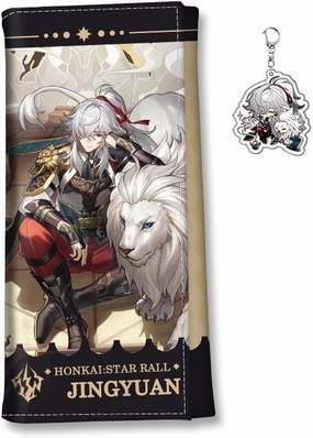 Honkai Star Rail Wallet for Men Women Honkai Purse Kawaii Anime Bifold Wallet Card Holder, Free Keychain (Jing Yuan-2)