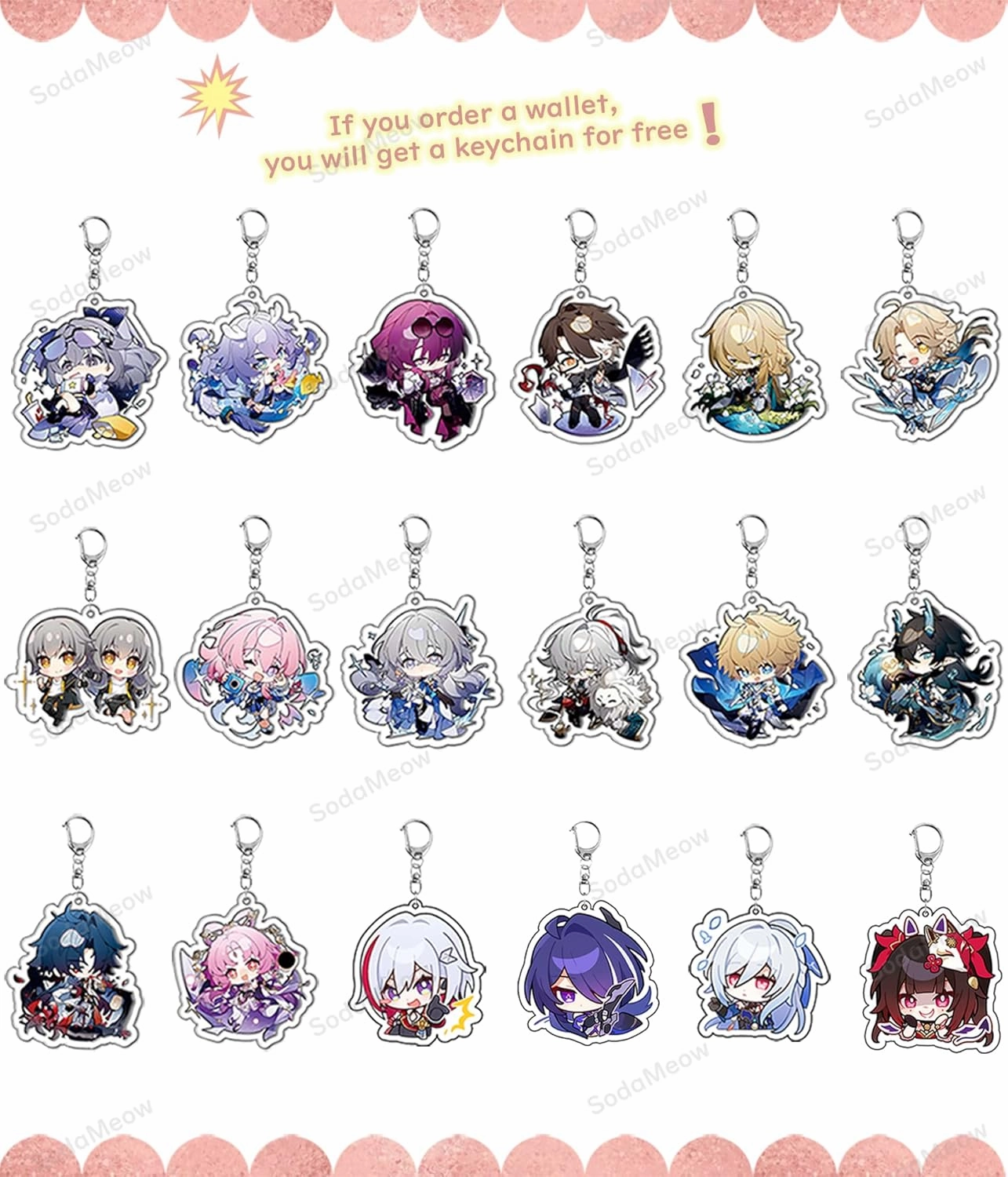Honkai Star Rail Wallet for Men Women Honkai Purse Kawaii Anime Bifold Wallet Card Holder, Free Keychain (Jing Yuan-2)