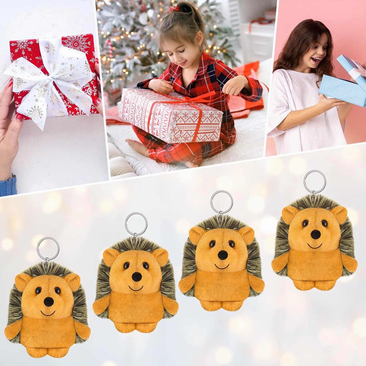 Honoson 16 Pcs Mini Hedgehog Stuffed Animal Bulk Plush Stuffed Toy 4 Inch Hedgehog Party Favors Decor DIY Keychain Accessories for Valentine Kids Girls Gift Wedding Birthday(Brown)