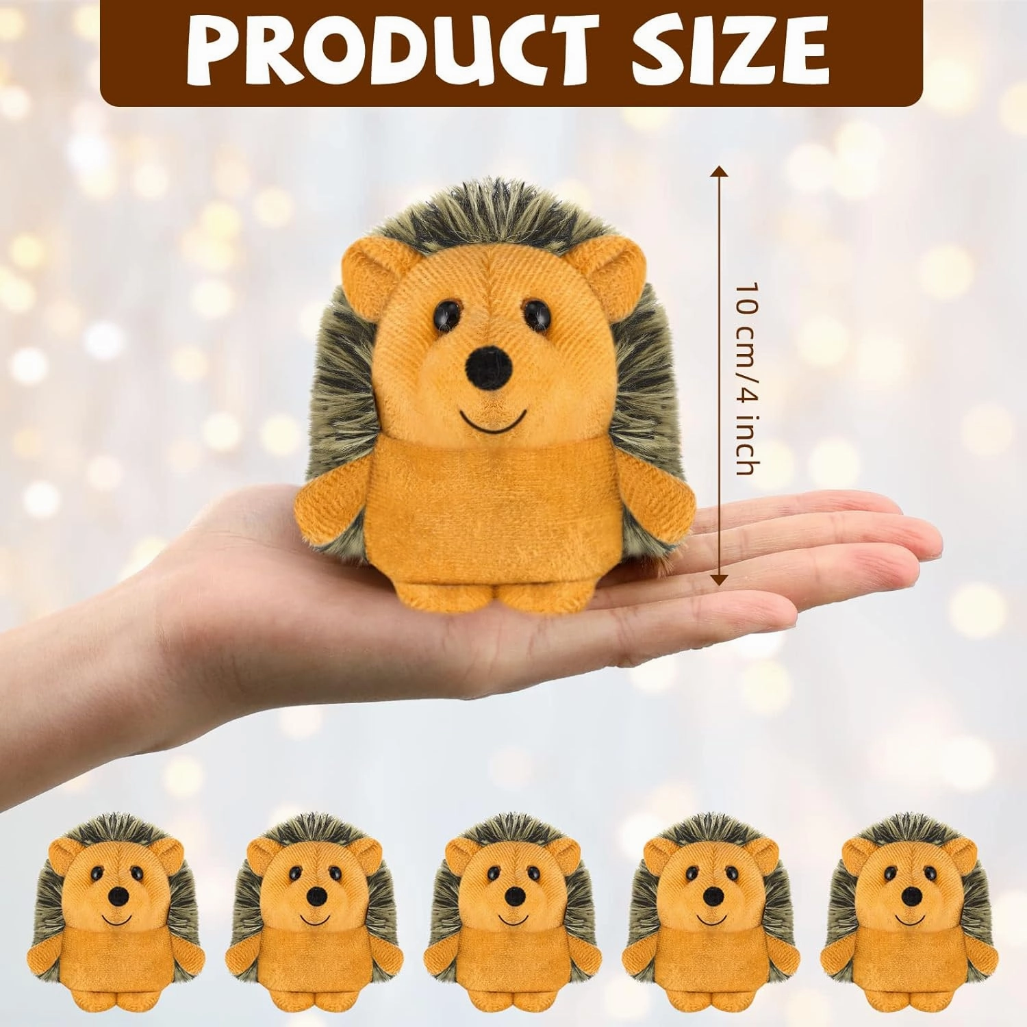 Honoson 16 Pcs Mini Hedgehog Stuffed Animal Bulk Plush Stuffed Toy 4 Inch Hedgehog Party Favors Decor DIY Keychain Accessories for Valentine Kids Girls Gift Wedding Birthday(Brown)