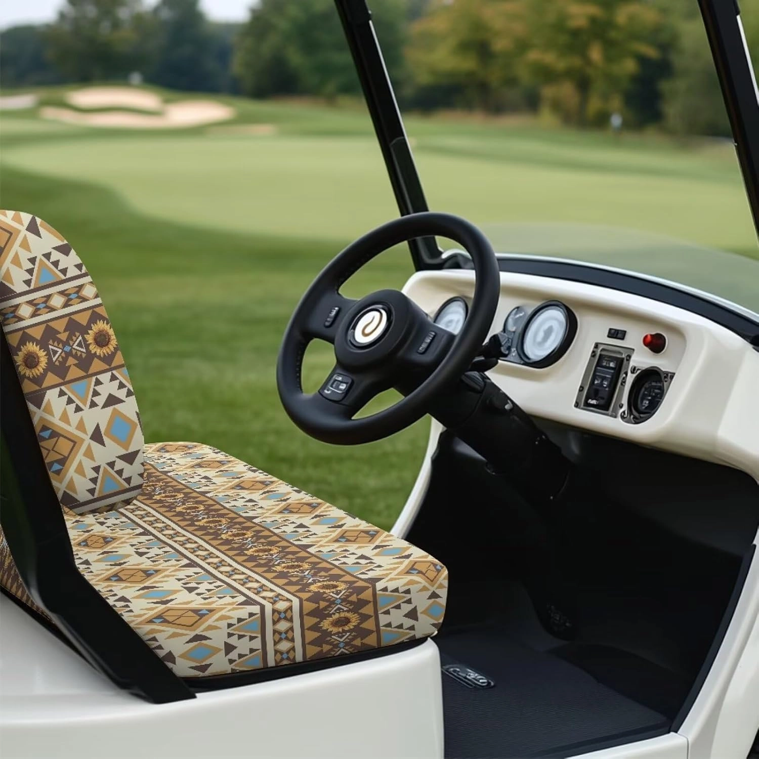 Horeset Golf Cart Front Seat Covers for Hot Weather, No Stapler Needed, Golf Cart Seat Covers Set Fit All Golf Cart Brand