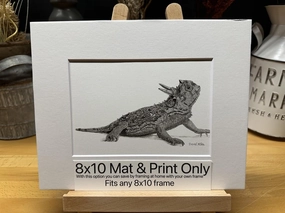 Horned Horny Horn Toad Lizard Nature Wildlife Graphite Pencil Art Sketch Drawing Print Picture Limited Edition 'Truth Not Be Toad' by David Allen (8x10 Mat & Print Only)