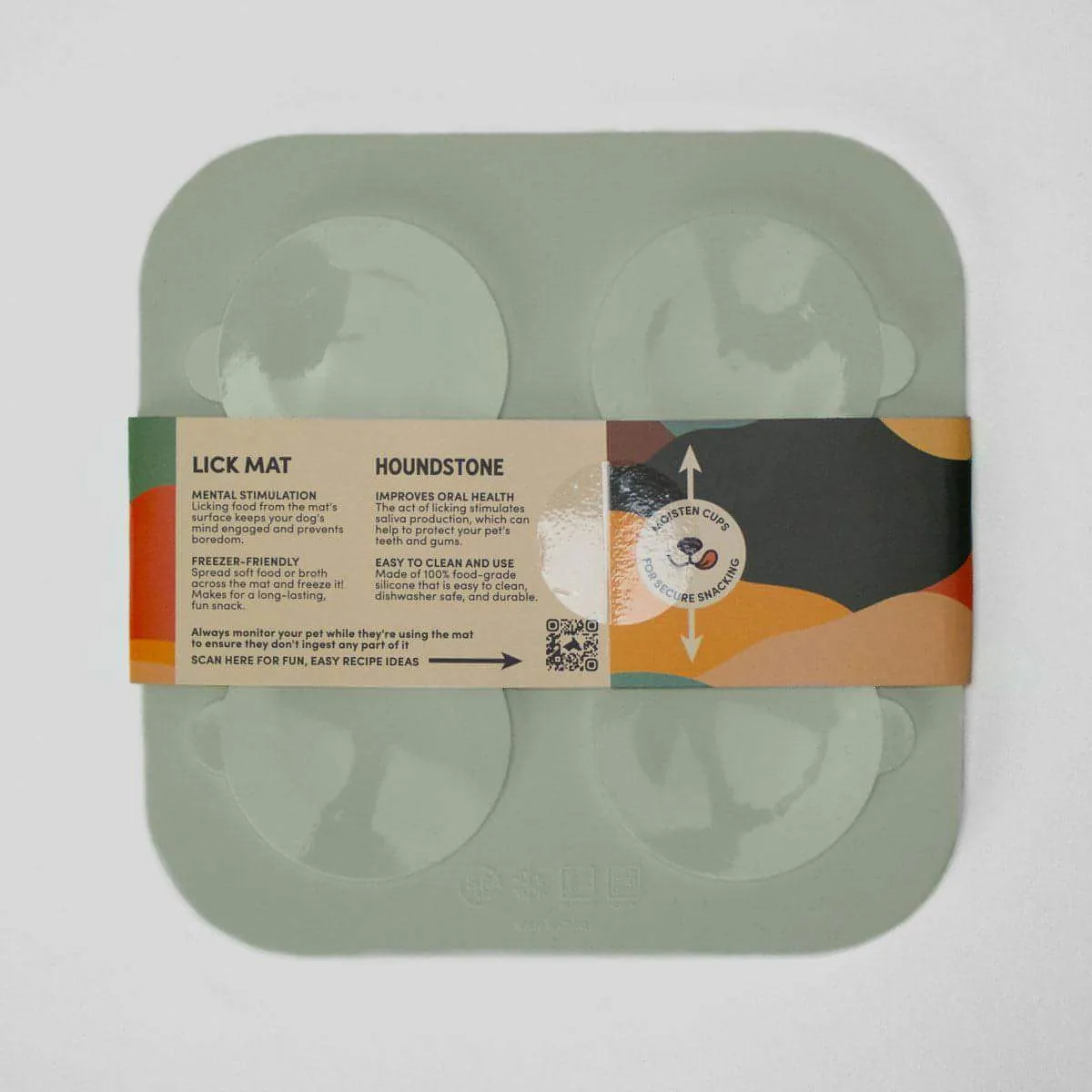Houndstone Dog Lick Mat, Dishwasher Safe, Sage