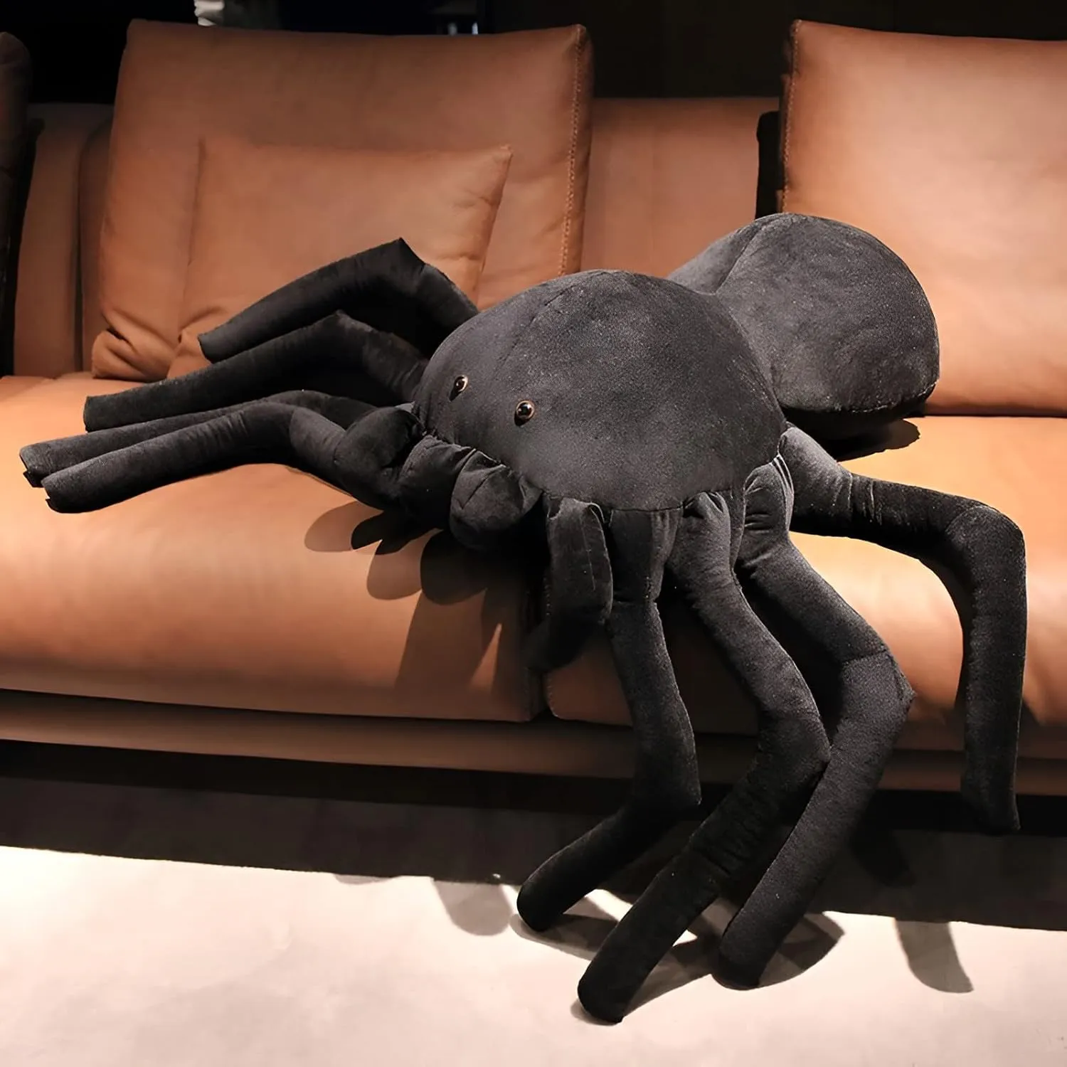 HOUPU Spider Stuffed Animal - Soft Fur Huggable Black Spider, Adorable Playtime Plush Toy, Cute Desert Animals Cuddle Gift, Super Soft Plush Doll Animal Toy for Kids & Adults (Large:19.6in x 31.5in)