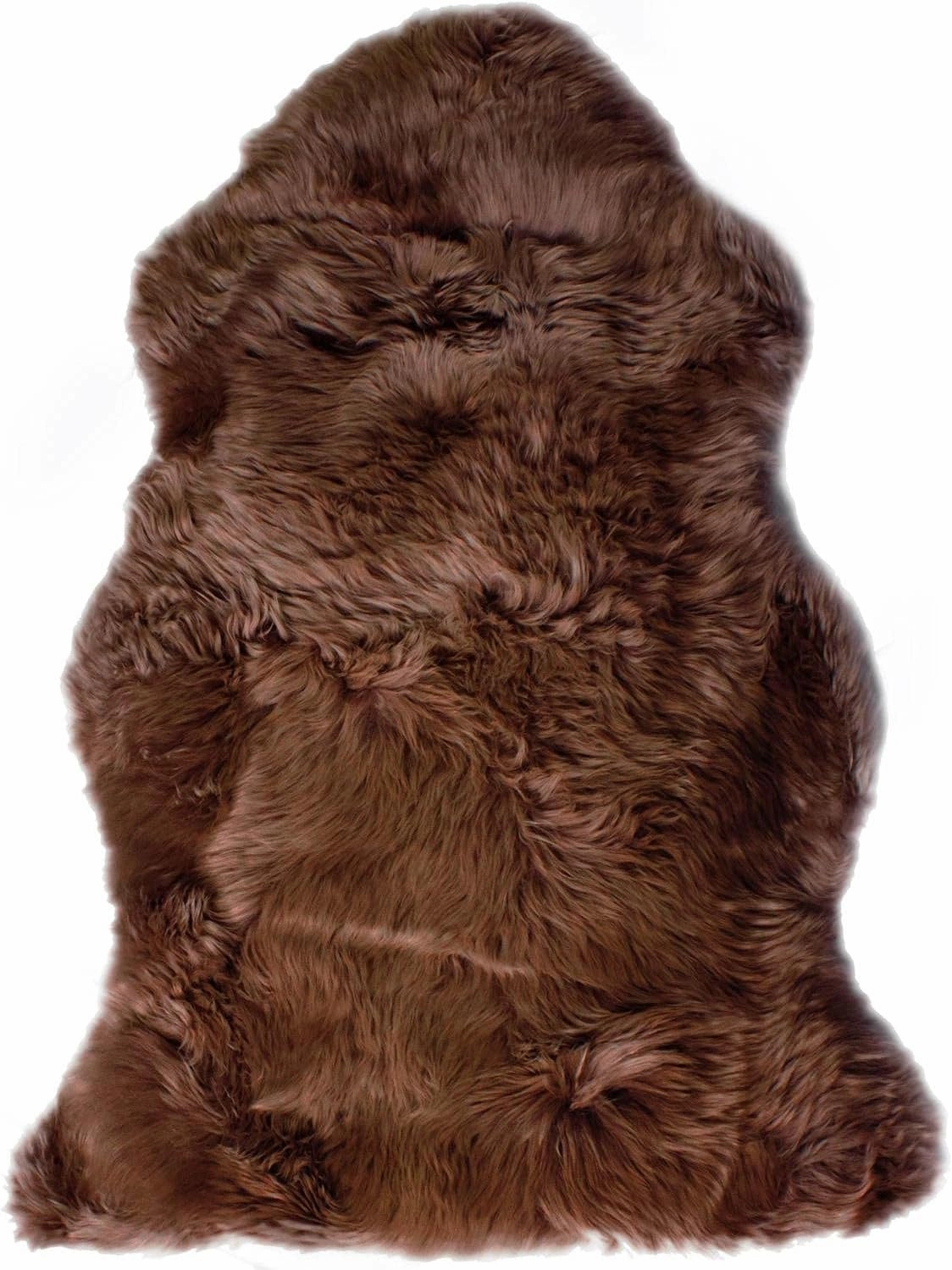 HUAHOO Premium Genuine Sheepskin Rug Brown Real Australia Sheepskin Natural Luxury Fluffy Lambskin Fur Area Rug Seat Covers for Kids Bedroom Sofa Chair Cover Pets Dogs Mat Double Pelt/2' x 3' Brown