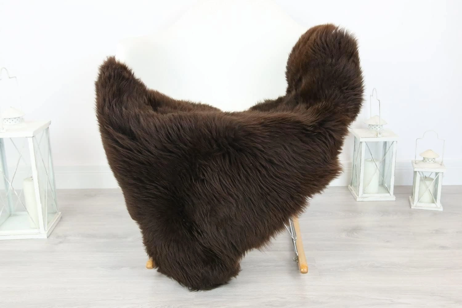 HUAHOO Premium Genuine Sheepskin Rug Brown Real Australia Sheepskin Natural Luxury Fluffy Lambskin Fur Area Rug Seat Covers for Kids Bedroom Sofa Chair Cover Pets Dogs Mat Double Pelt/2' x 3' Brown