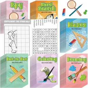 Hungdao 48 Pcs Mini Activity Books for Boys and Girls, Fun and Games, Challenging Activities Include Mazes, Word Scramble and More Bulk Gifts for Students Party Classroom
