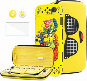 HYPERCASE Switch OLED Case Kit for Accessories & Console, Travel Carrying Case Pouch, Hardshell Protective Cover Skin of Peely, HD Screen Protector & 2 Kawaii Thump Caps