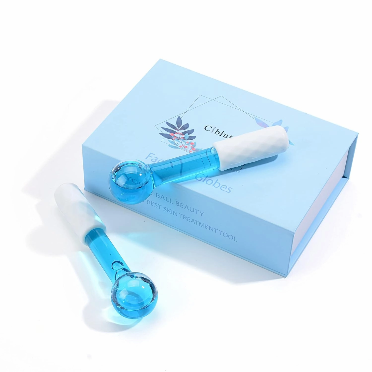 ICE Globes Small Balls for Eyes, 2 PCS Blue Facial Globes for Massage Tool, Facial Roller Cold Skin Massagers, Tighten Skin, Reduce Puffiness and Dark Circles, Enhance Circulation