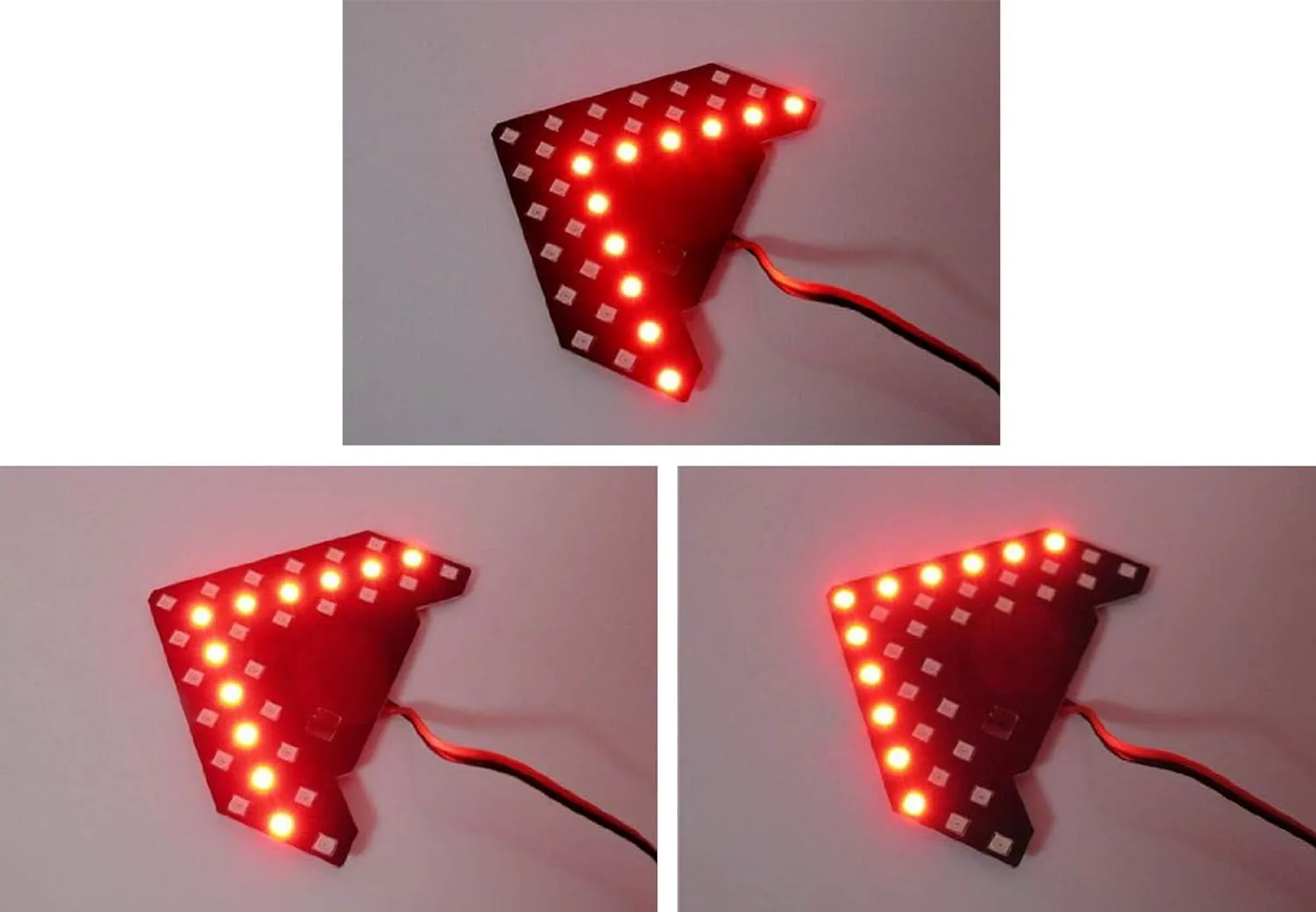 iJDMTOY Pair Dynamic Sequential 3-Step Flash 33-SMD LED Circuit Board Panels For Behind The Side Mirror Turn Signal Retrofit, Brilliant Red