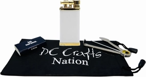 IM Corona Old Boy Pipe Lighter - Includes DC Crafts Pipe Bag, Czech Pipe Tool, & 5 Pack of Flints - (White Matte)