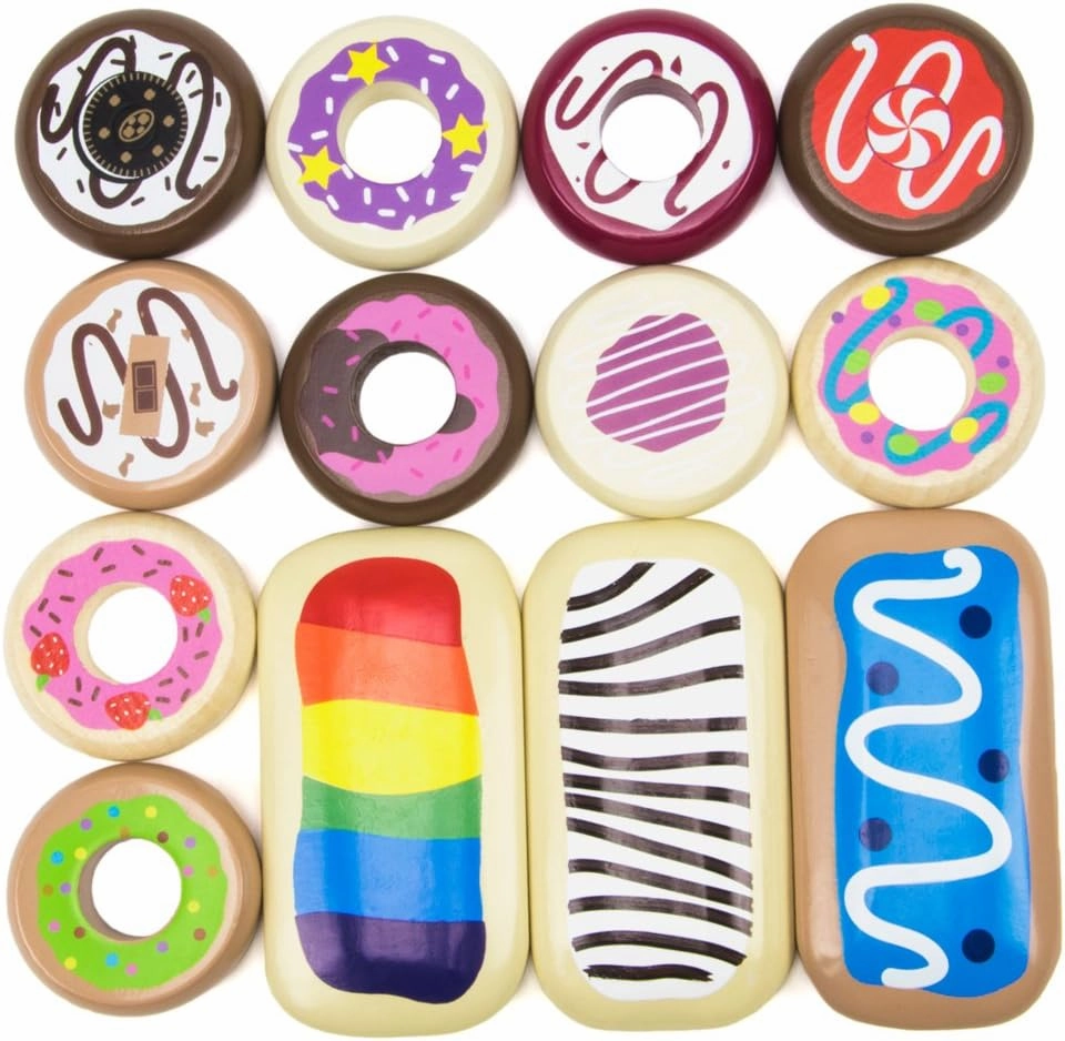 Imagination Generation Baker's Dozen Wooden Donuts, 13 Assorted Colorful Wood Eats! Pastries