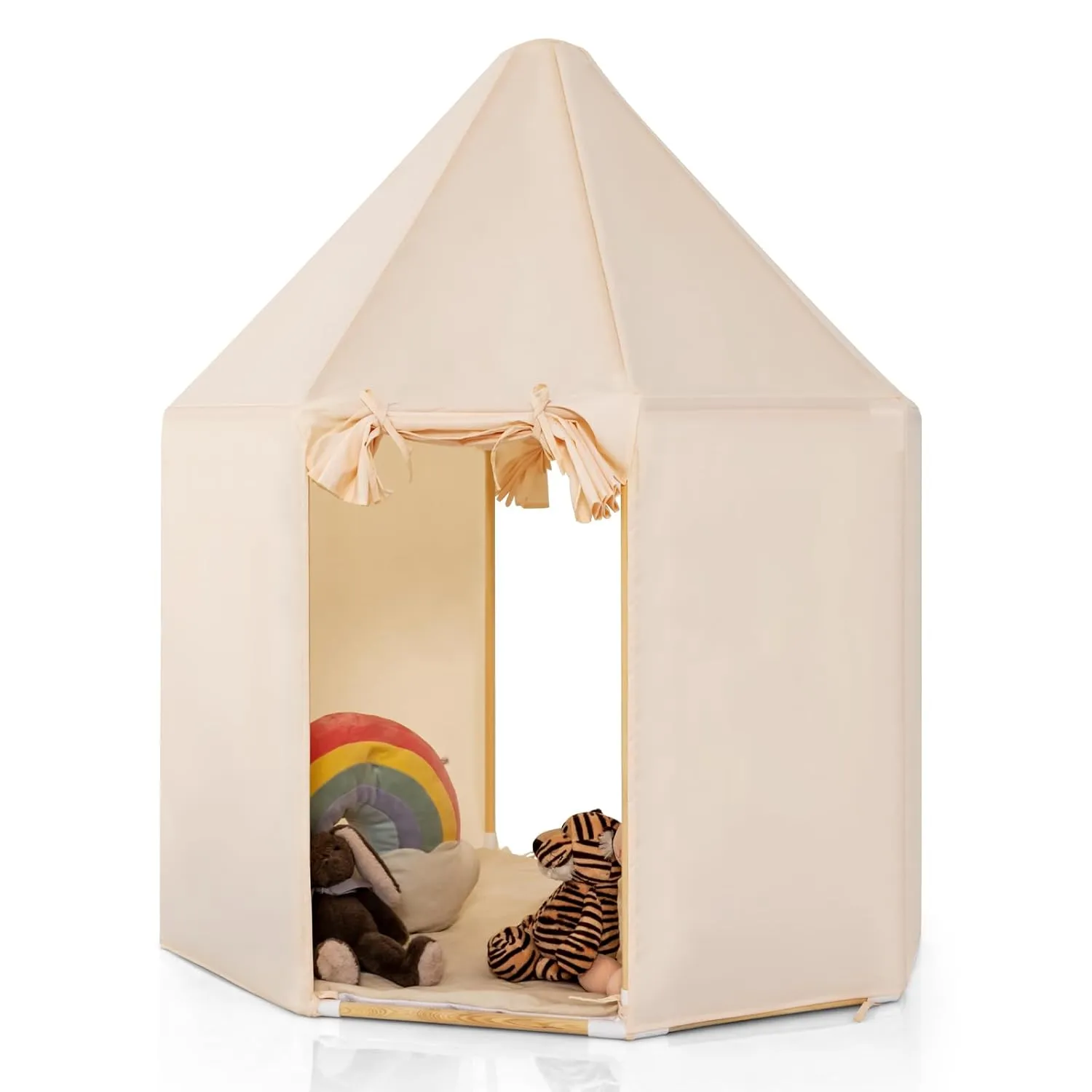 INFANS Kids Play Tent with Washable Mat, Anti-Trip Large Playhouse Toys with 2 Doors for Children Boys Girls, Indoor Outdoor Princess Tents Castle for Toddlers