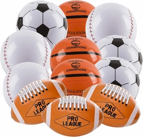 Inflatable 16 inch Sports Balls, Pack of 12, Sports Ball Inflate TForest & Twelfth Toys Set Includes Baseball, Basketball, Football, and Soccer Ball – Ideal Party Favors and Decorations