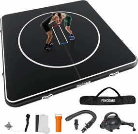 Inflatable Wrestling Mat 16ft/13ft/10ft, 4" Thick Foldable Jiu Jitsu Mats Wrestling Mats for Home Outdoor Indoor, Waterproof PVC Mat for Gymnastics, BJJ, MMA, Grappling, Judo, Boxing