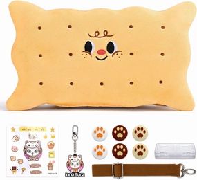 innoAura Switch Case 11-in-1 Bundle with Carrying Case, Game Organizer, Thumb Grips, Detachable Strap & Cute Cookie Pendant (Brown Cookie)