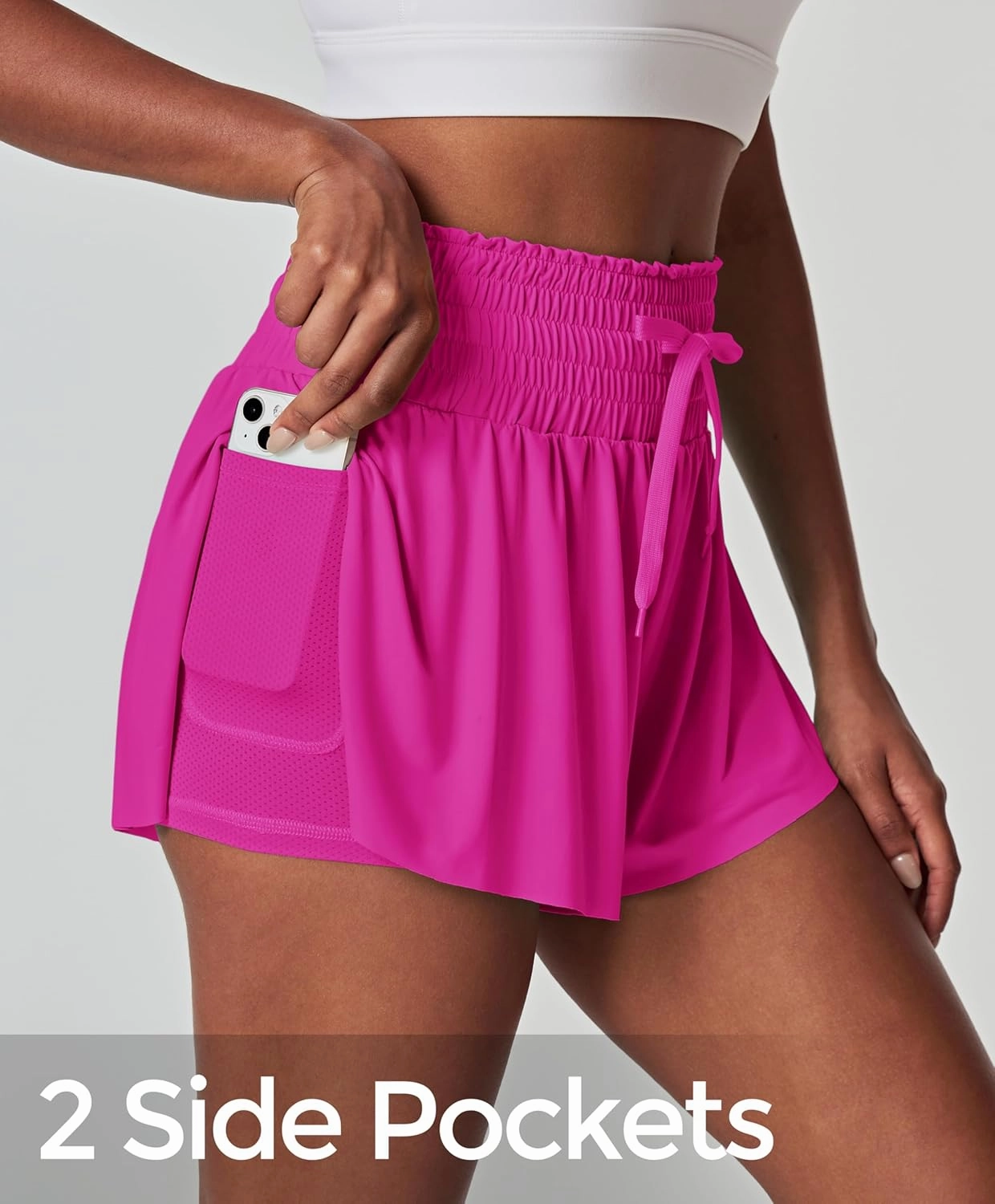 IUGA Athletic Shorts for Women High Waisted Butterfly Shorts Flowy Running Workout Tennis Skorts with Pockets Preppy Clothes