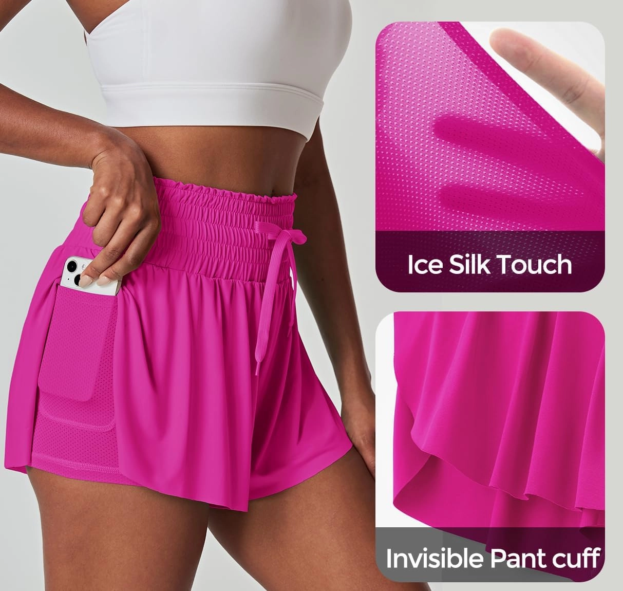 IUGA Athletic Shorts for Women High Waisted Butterfly Shorts Flowy Running Workout Tennis Skorts with Pockets Preppy Clothes