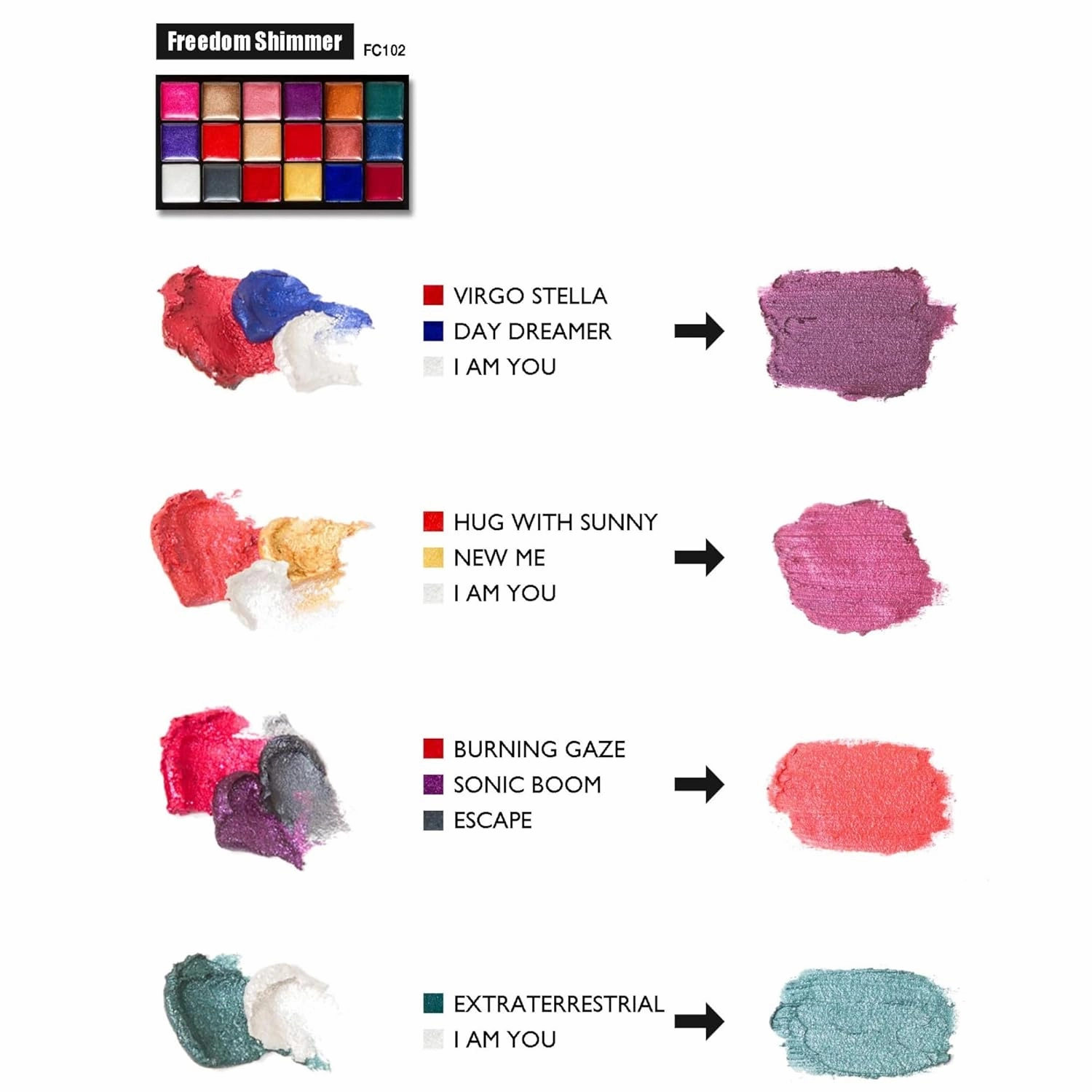 J.Cat Beauty Freedom Creator Lip Palette with 18 Versatile Shades for Personalized Lip Colours, Shimmery Pigmented Shades for Soft and Bold Looks, Freedom Shimmer