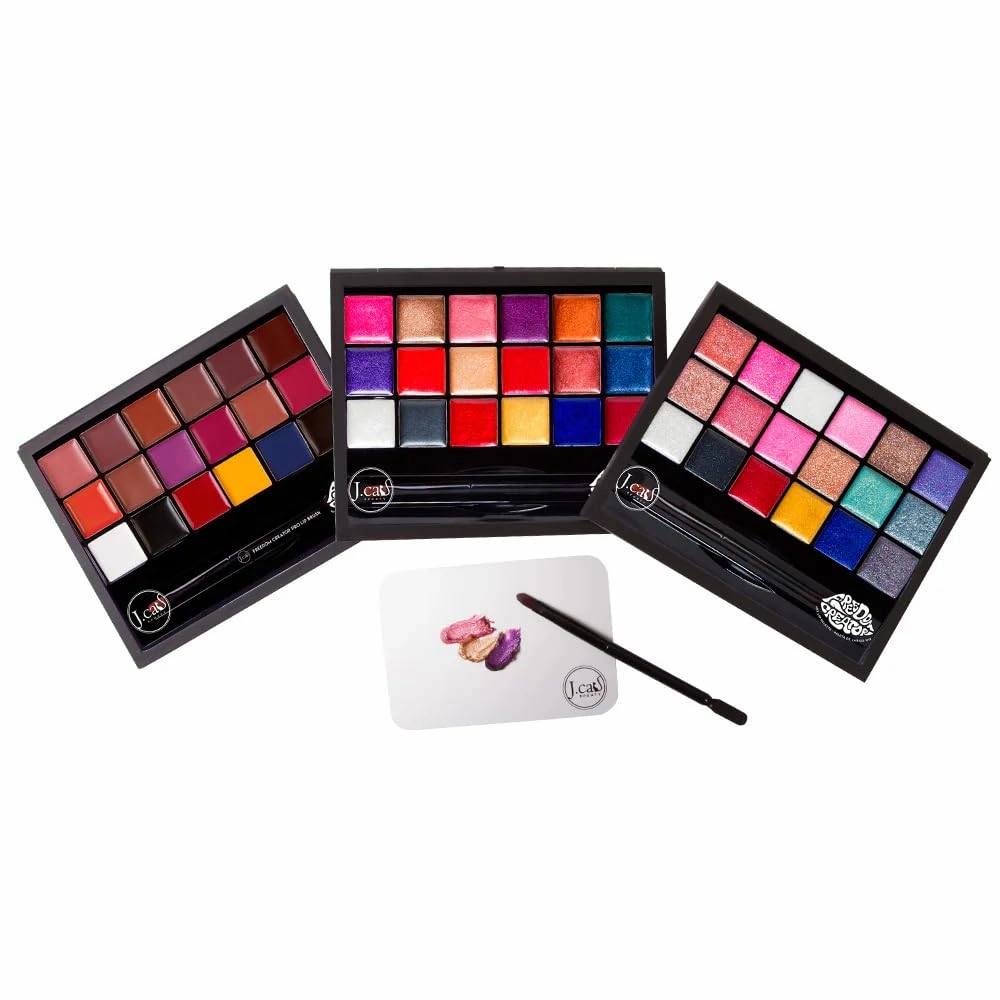 J.Cat Beauty Freedom Creator Lip Palette with 18 Versatile Shades for Personalized Lip Colours, Shimmery Pigmented Shades for Soft and Bold Looks, Freedom Shimmer